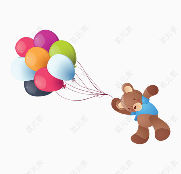 卡通清新气球小熊装饰图案