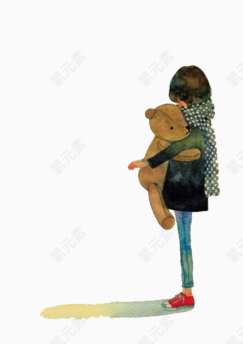 抱着小熊的女孩