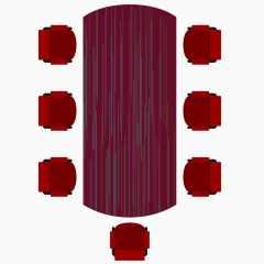 矢量卡通红色会议室办工桌