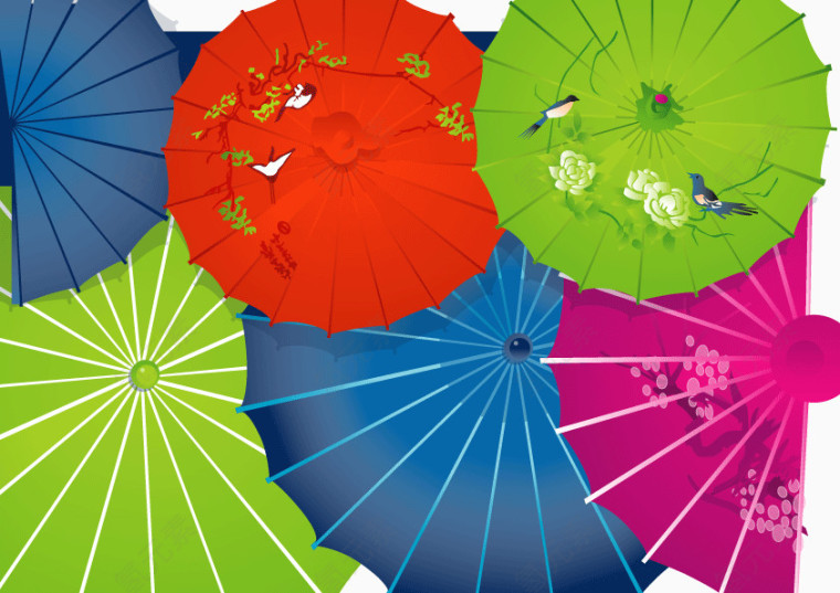 中国传统纸伞矢量素材