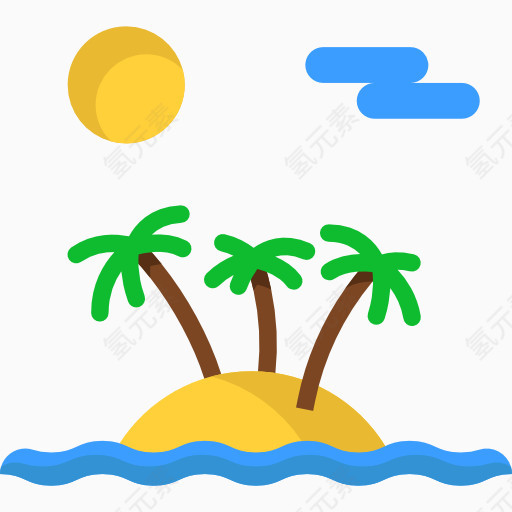 一个小岛上的椰子树