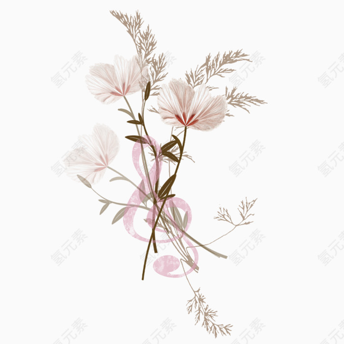 白色清新花朵装饰图案
