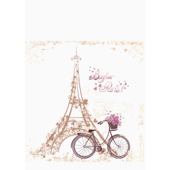 巴黎铁塔手绘埃菲尔铁塔浪漫巴黎