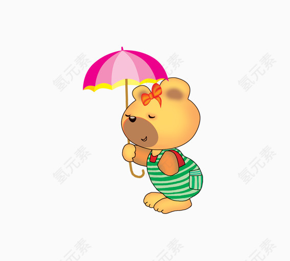 打着雨伞的小熊