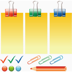 矢量手绘夹子和便签纸