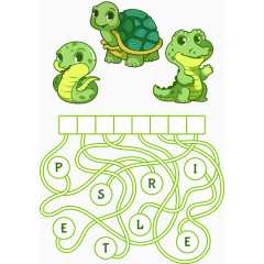 矢量绿色乌龟恐龙迷宫
