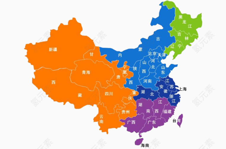 中国各区域色块划分图