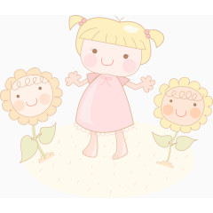 小女孩和花朵