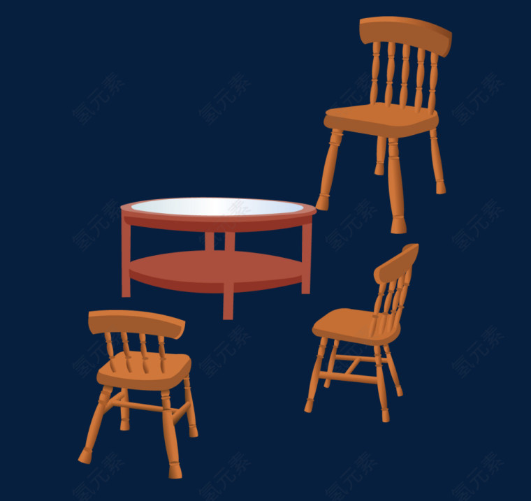 木质的玻璃桌和木椅子