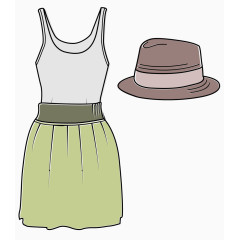 矢量夏季吊带裙子搭配帽子