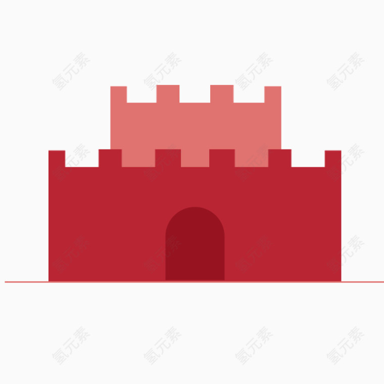 扁平化城墙红房子