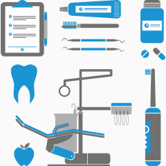 矢量手绘牙齿苹果工具
