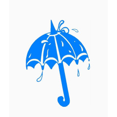下雨蓝色雨伞