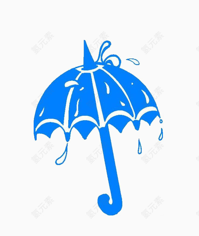 下雨蓝色雨伞
