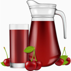 矢量红色果汁和樱桃
