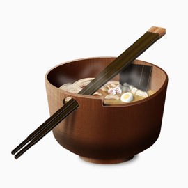 中国风元素竹碗
