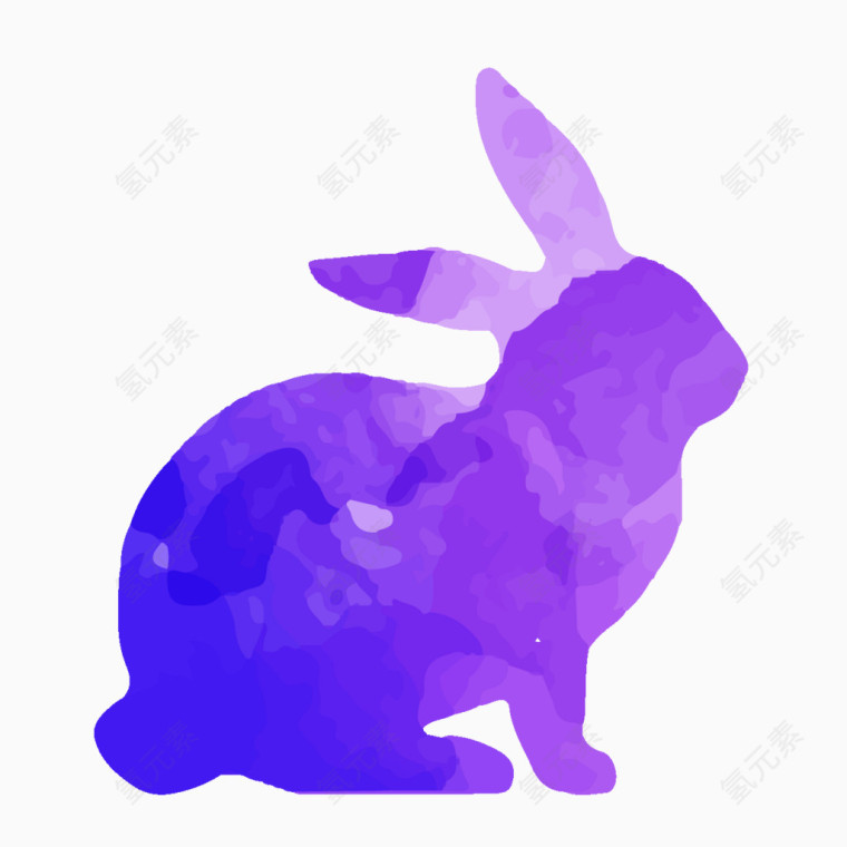 彩色野生兔子剪影矢量素材