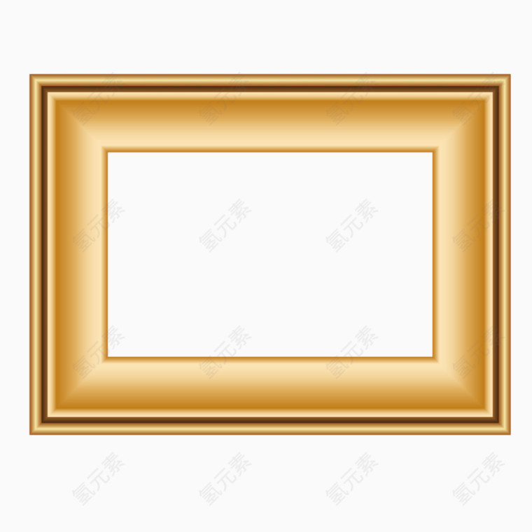 矢量金色质感木质放大框相框