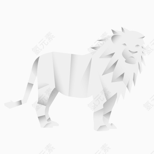 矢量白色折纸狮子免费素材