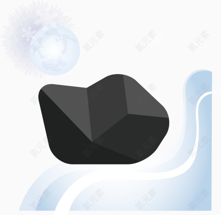 黑色岩石雪花石头元素