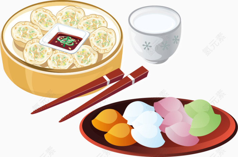 饺子传统饮食海报矢量素材