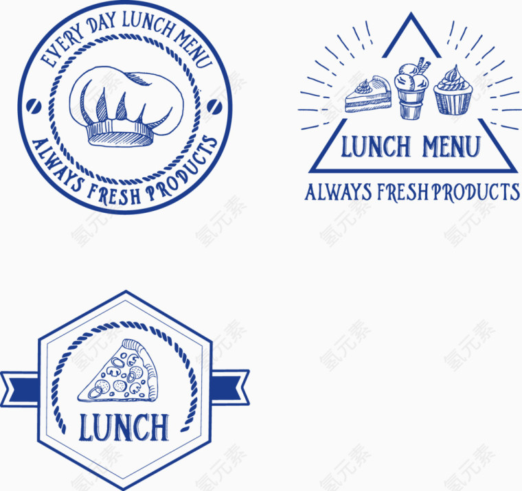 蓝色食物相关logo