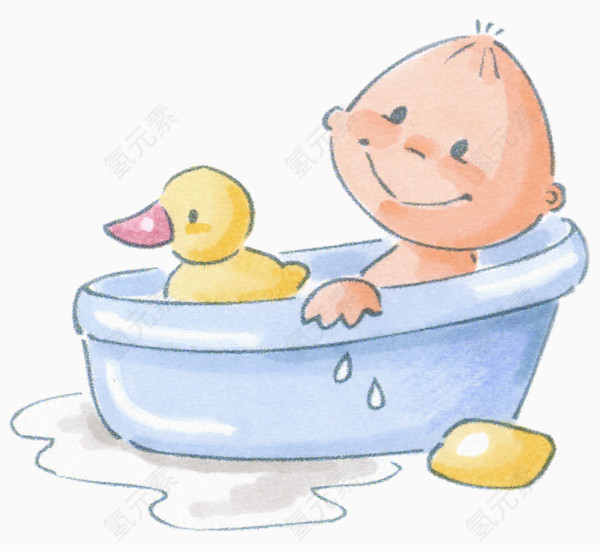 卡通可爱婴儿洗澡戏水鸭