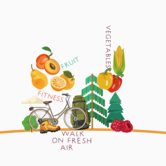 矢量自行车和水果