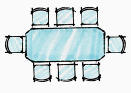 彩平图户型图手绘蓝色餐桌