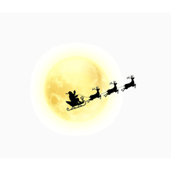 月亮上骑着马车的圣诞老人