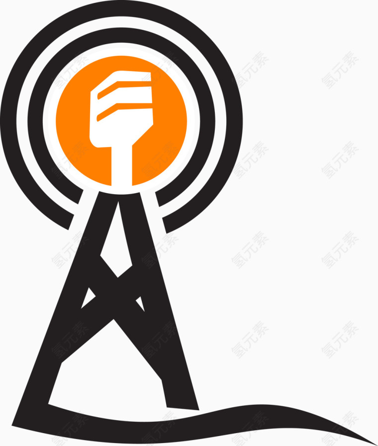 装饰橙黑色信号发射塔标志