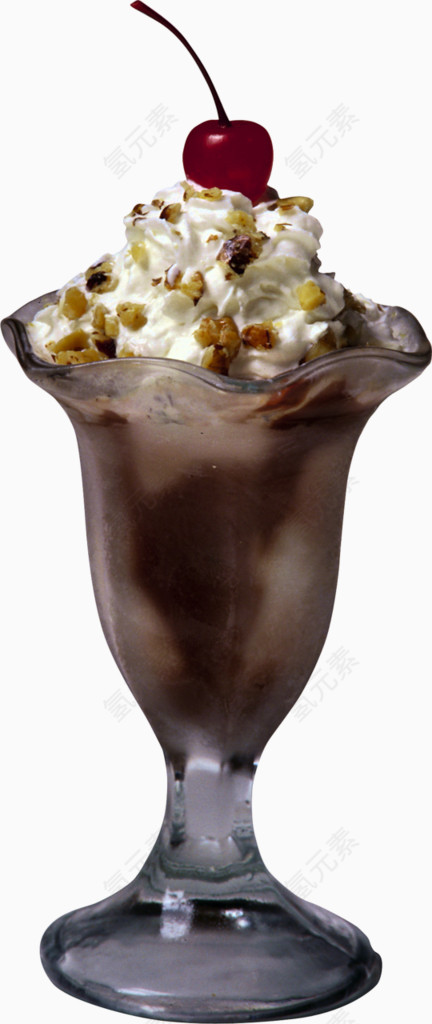 冰淇淋樱桃黑色喇叭杯子素材