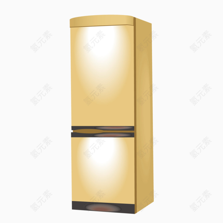 黄色质感矩形电冰箱