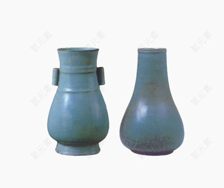 蓝色复古陶瓷 瓶子