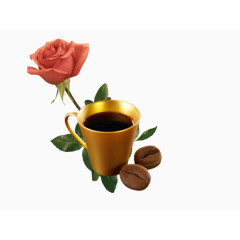 咖啡玫瑰花装饰