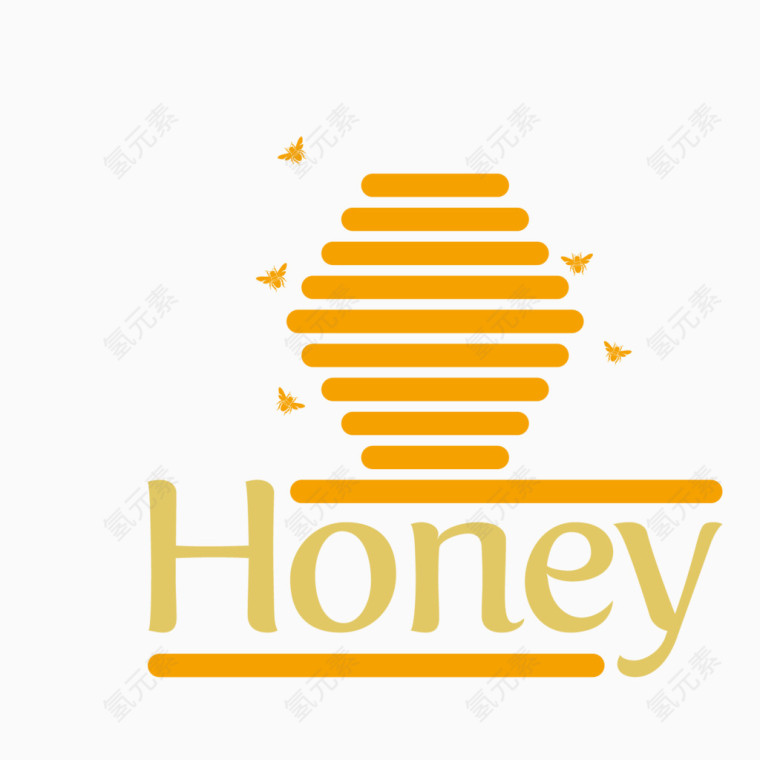 橙色蜜罐矢量装饰蜂蜜素材