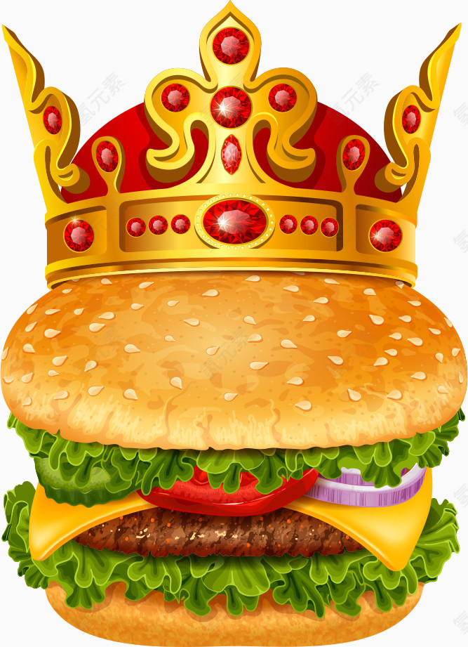 矢量汉堡包与皇冠