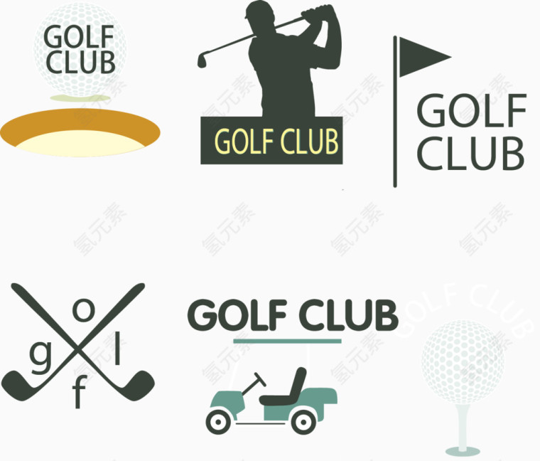 矢量手绘高尔夫球运动图标