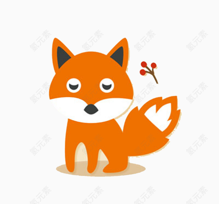 秋季森林小狐狸元素贴纸矢量素材