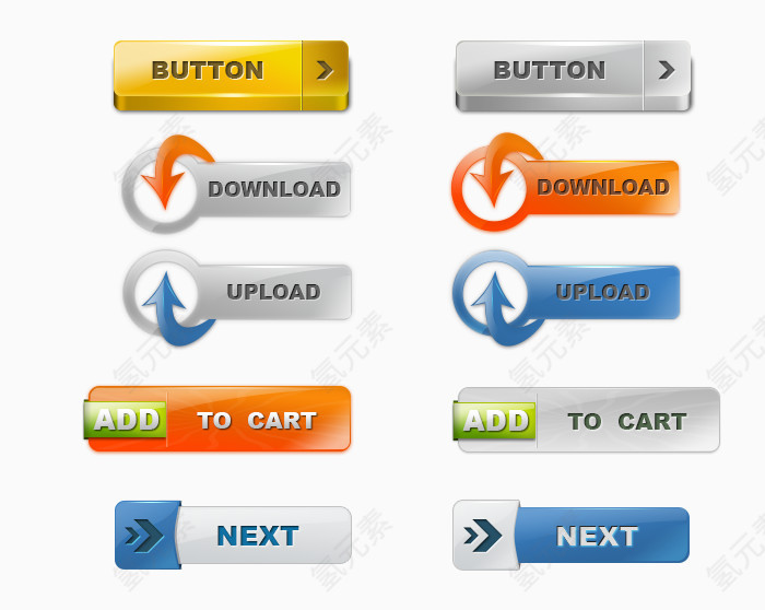 网页按钮元素PSD素材