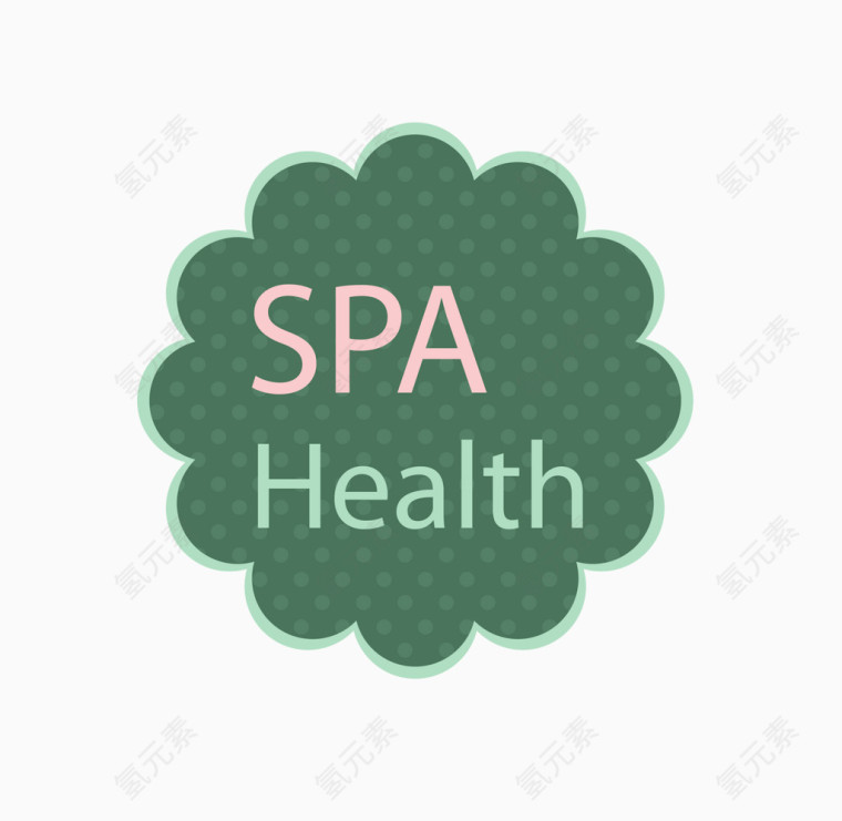 矢量暗色花型标签健康spa