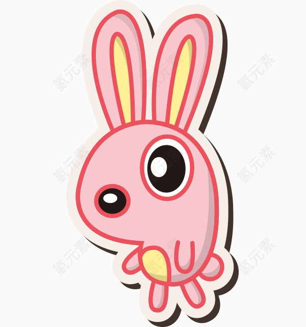 矢量粉红色小兔子卡通