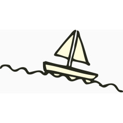 矢量铅笔画小帆船
