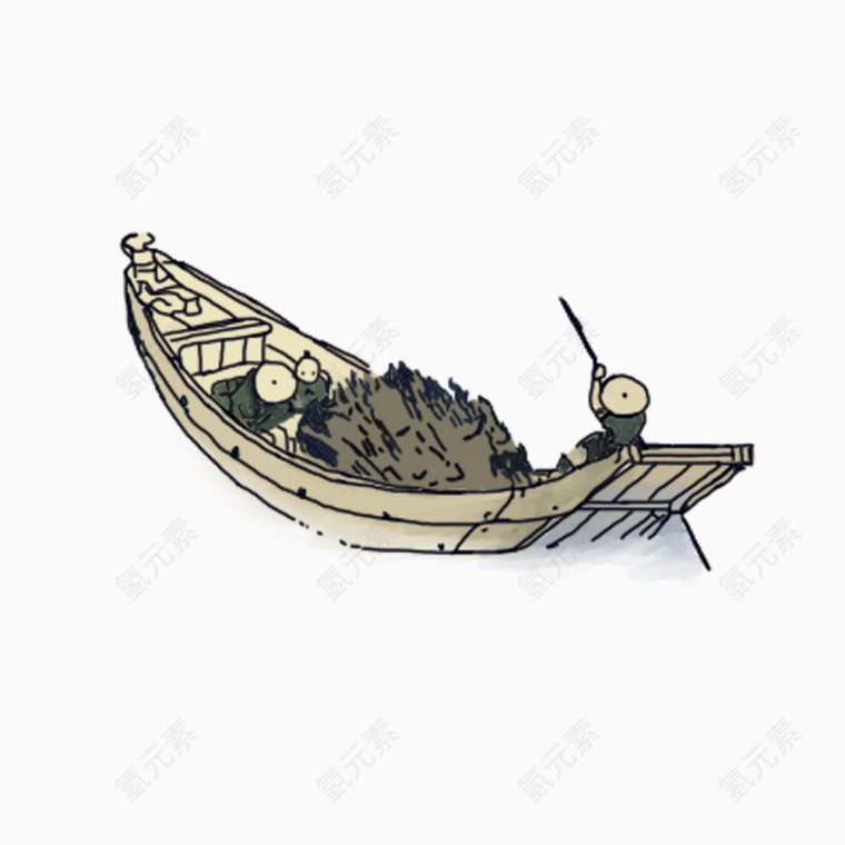 浮世绘风格船只渔船