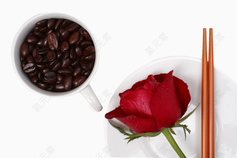 玫瑰和咖啡豆