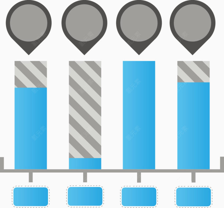 矢量PPT设计创意柱形标签数据图表下载