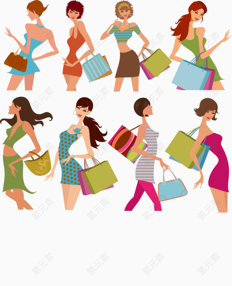 商场购物免抠时尚女人素材
