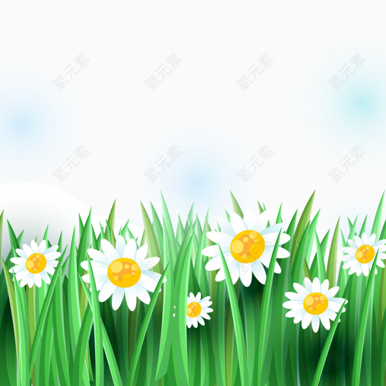 矢量鲜花和草地的背景