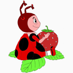 卡通瓢虫和草莓
