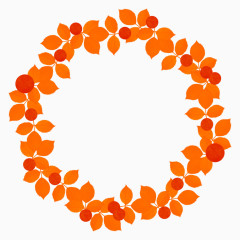 橙色简约花圈装饰图案
